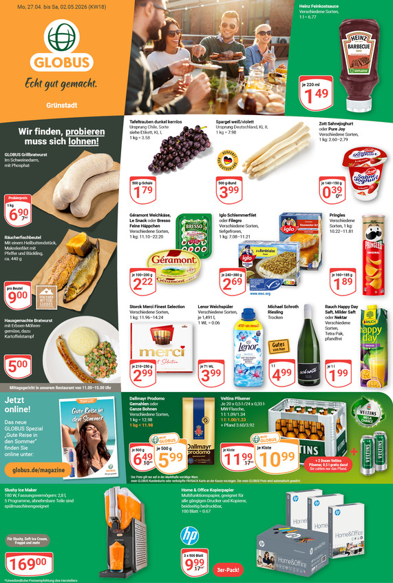 Kommendes Werbeprospekt von GLOBUS mit Angeboten vom 27.04.2026 bis 02.05.2026