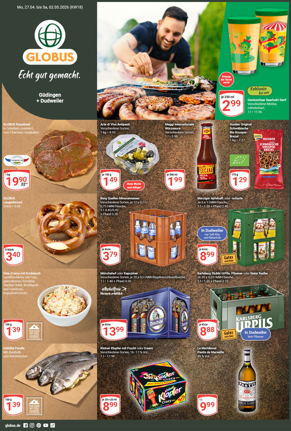 Kommendes Werbeprospekt von GLOBUS mit Angeboten vom 27.04.2026 bis 02.05.2026