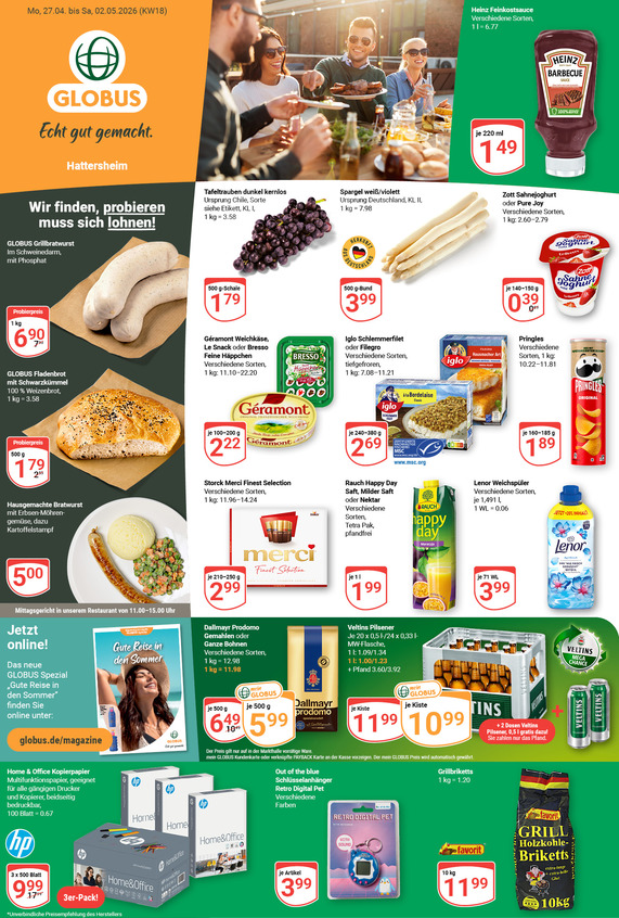 Aktuelles Werbeprospekt von GLOBUS mit Angeboten vom 27.04.2026 bis 02.05.2026