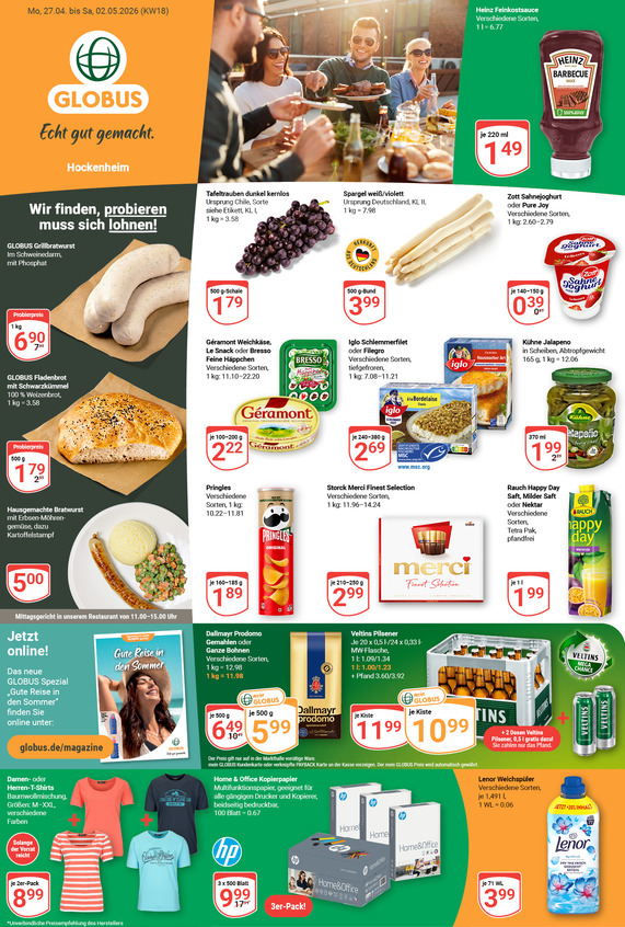 Kommendes Werbeprospekt von GLOBUS mit Angeboten vom 27.04.2026 bis 02.05.2026