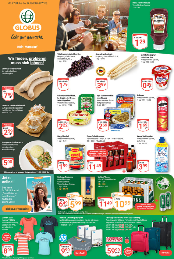 Kommendes Werbeprospekt von GLOBUS mit Angeboten vom 27.04.2026 bis 02.05.2026