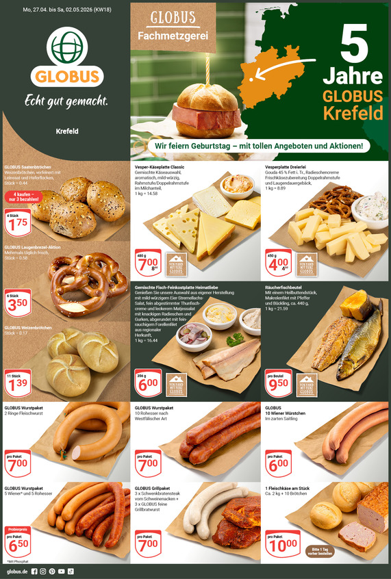 Aktuelles Werbeprospekt von GLOBUS mit Angeboten vom 27.04.2026 bis 02.05.2026