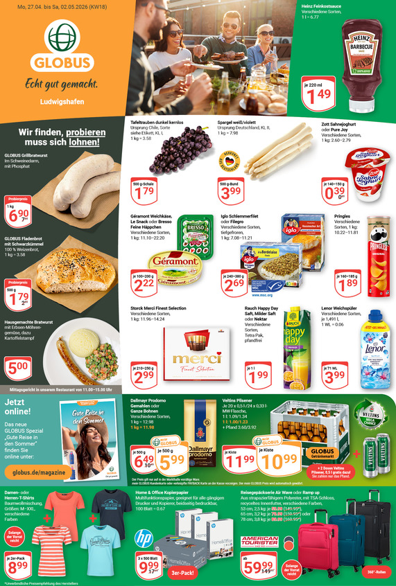 Kommendes Werbeprospekt von GLOBUS mit Angeboten vom 27.04.2026 bis 02.05.2026