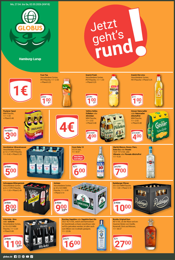 Aktuelles Werbeprospekt von GLOBUS mit Angeboten vom 27.04.2026 bis 02.05.2026