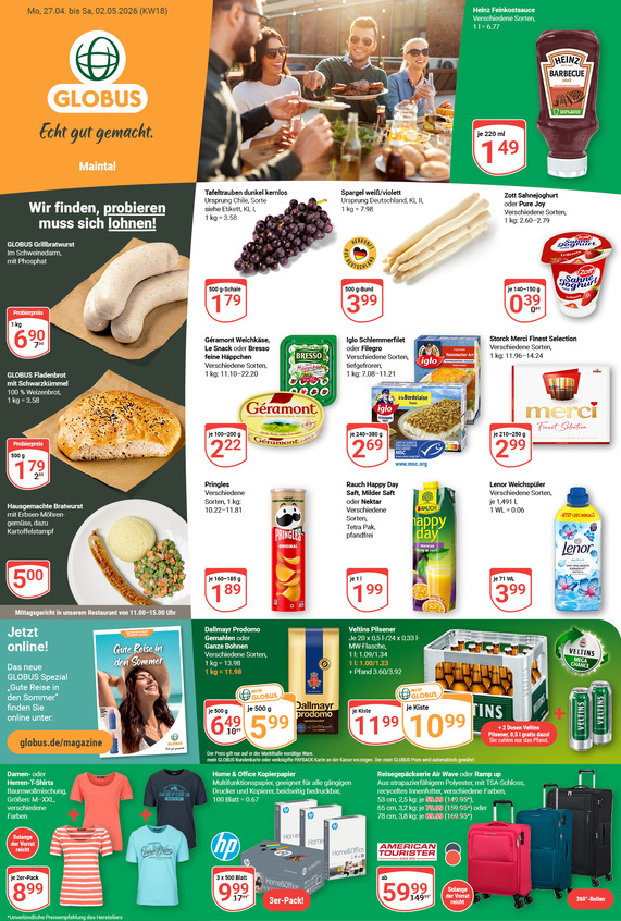 Aktuelles Werbeprospekt von GLOBUS mit Angeboten vom 27.04.2026 bis 02.05.2026