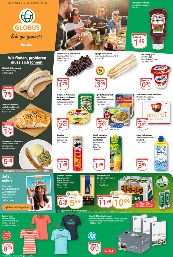 Aktuelles Werbeprospekt von GLOBUS mit Angeboten vom 27.04.2026 bis 02.05.2026