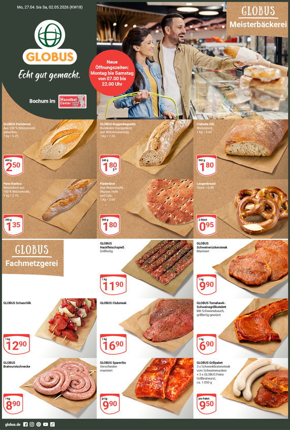 Kommendes Werbeprospekt von GLOBUS mit Angeboten vom 27.04.2026 bis 02.05.2026