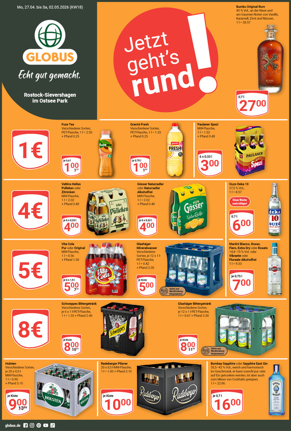 Kommendes Werbeprospekt von GLOBUS mit Angeboten vom 27.04.2026 bis 02.05.2026