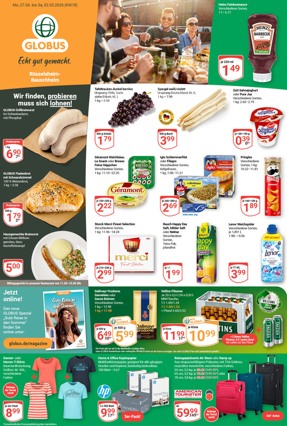 Aktuelles Werbeprospekt von GLOBUS mit Angeboten vom 27.04.2026 bis 02.05.2026