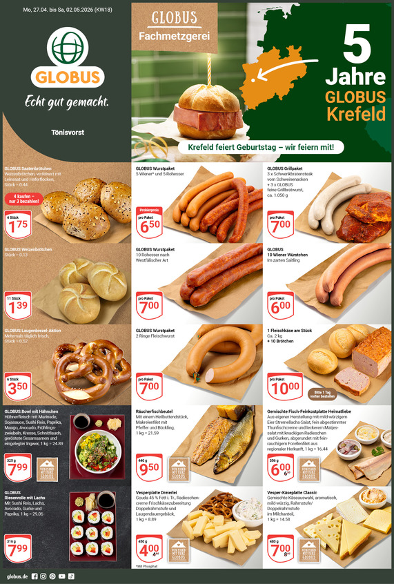 Aktuelles Werbeprospekt von GLOBUS mit Angeboten vom 27.04.2026 bis 02.05.2026