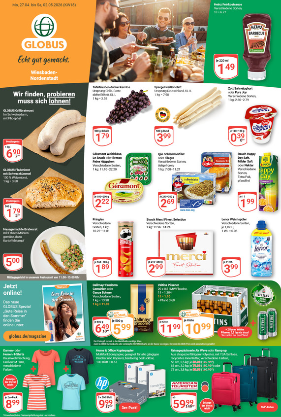 Kommendes Werbeprospekt von GLOBUS mit Angeboten vom 27.04.2026 bis 02.05.2026