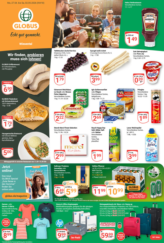Aktuelles Werbeprospekt von GLOBUS mit Angeboten vom 27.04.2026 bis 02.05.2026