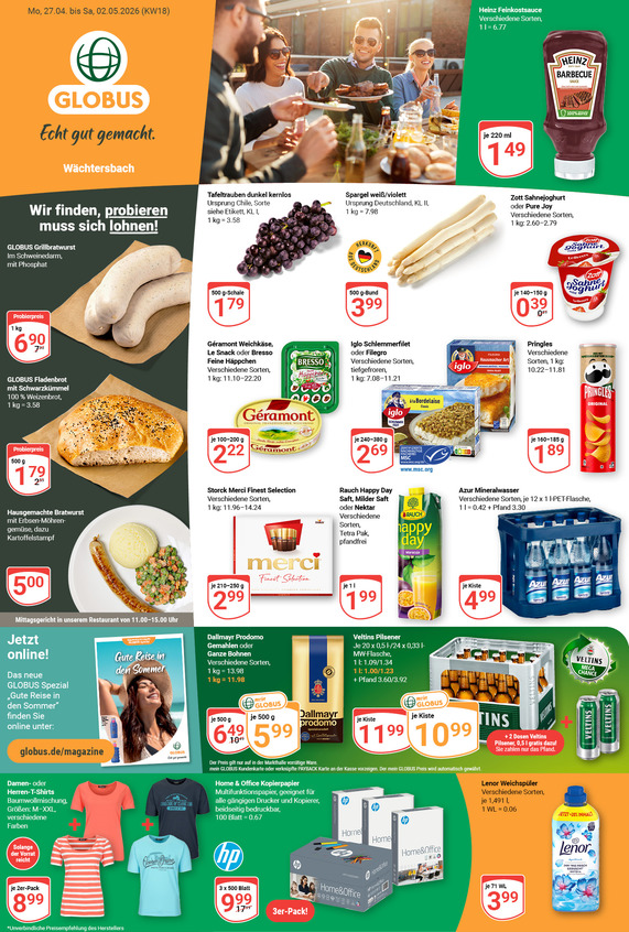 Aktuelles Werbeprospekt von GLOBUS mit Angeboten vom 27.04.2026 bis 02.05.2026
