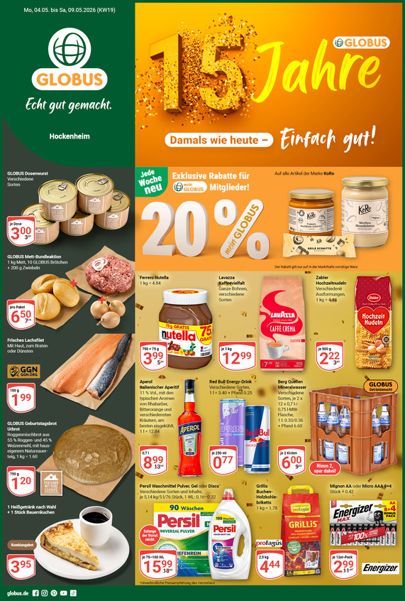Kommendes Werbeprospekt von GLOBUS mit Angeboten vom 04.05.2026 bis 09.05.2026