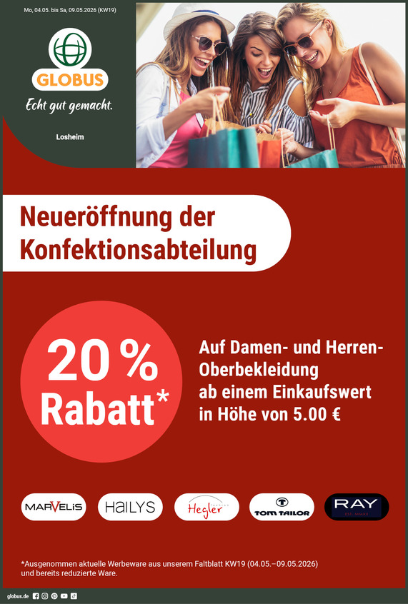 Kommendes Werbeprospekt von GLOBUS mit Angeboten vom 04.05.2026 bis 09.05.2026