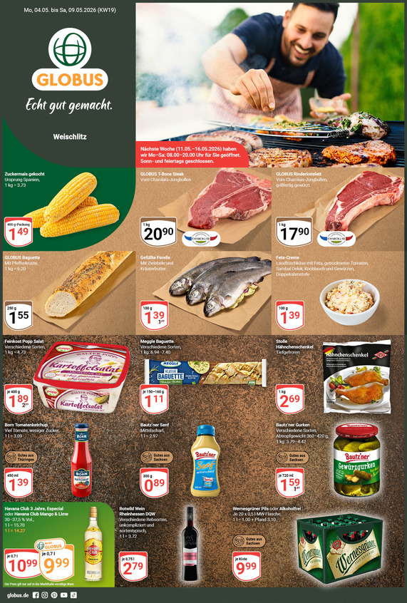 Kommendes Werbeprospekt von GLOBUS mit Angeboten vom 04.05.2026 bis 09.05.2026