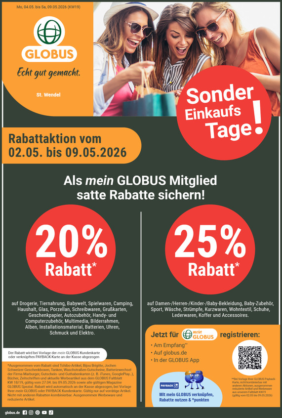 Kommendes Werbeprospekt von GLOBUS mit Angeboten vom 04.05.2026 bis 09.05.2026