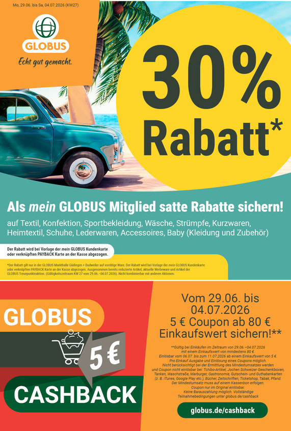 Kommendes Werbeprospekt von GLOBUS mit Angeboten vom 29.06.2026 bis 04.07.2026