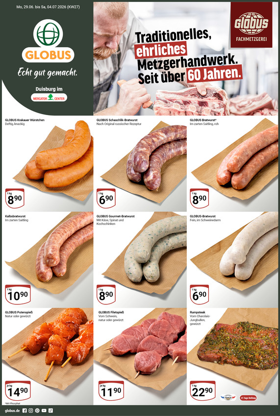 Aktuelles Werbeprospekt von GLOBUS mit Angeboten vom 29.06.2026 bis 04.07.2026