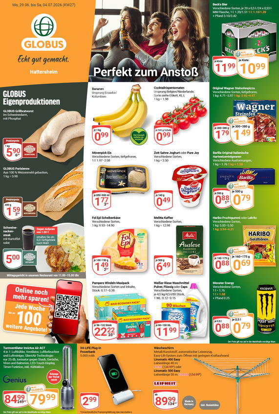 Aktuelles Werbeprospekt von GLOBUS mit Angeboten vom 29.06.2026 bis 04.07.2026