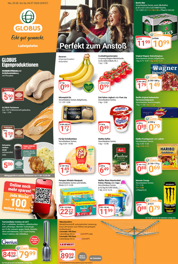 Kommendes Werbeprospekt von GLOBUS mit Angeboten vom 29.06.2026 bis 04.07.2026