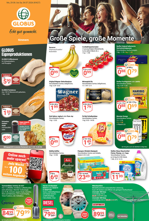 Kommendes Werbeprospekt von GLOBUS mit Angeboten vom 29.06.2026 bis 04.07.2026