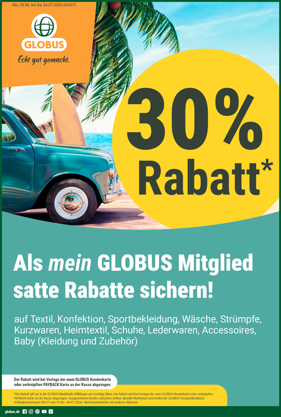 Kommendes Werbeprospekt von GLOBUS mit Angeboten vom 29.06.2026 bis 04.07.2026