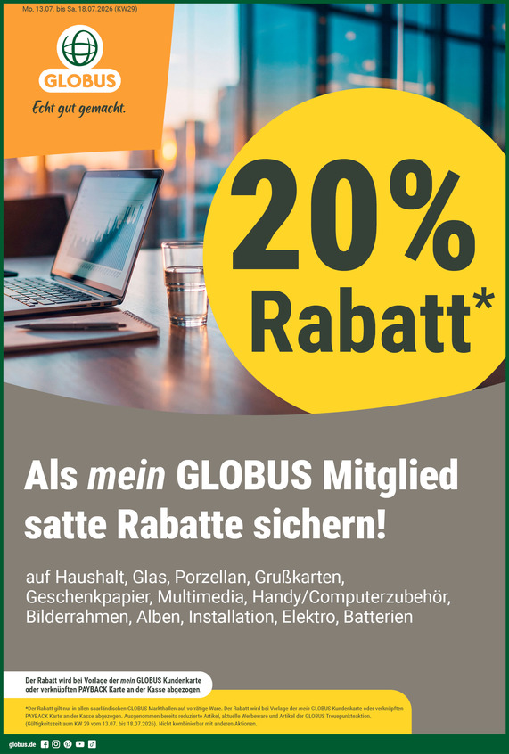 Kommendes Werbeprospekt von GLOBUS mit Angeboten vom 13.07.2026 bis 18.07.2026