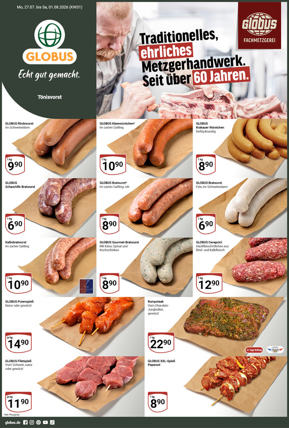 Aktuelles Werbeprospekt von GLOBUS mit Angeboten vom 27.07.2026 bis 01.08.2026