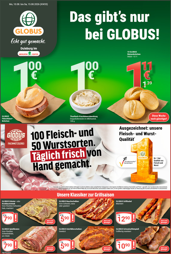 Kommendes Werbeprospekt von GLOBUS mit Angeboten vom 10.08.2026 bis 15.08.2026