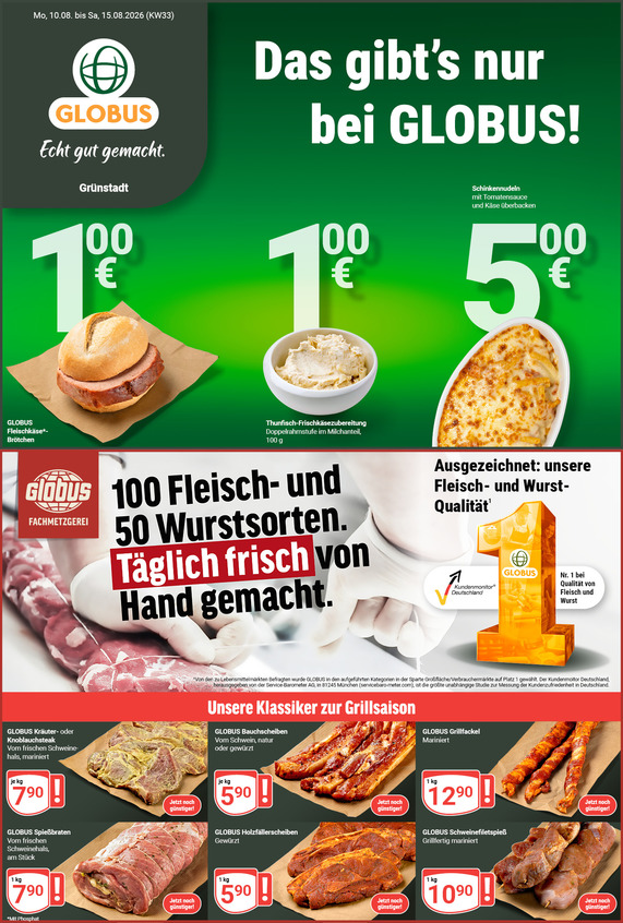 Aktuelles Werbeprospekt von GLOBUS mit Angeboten vom 10.08.2026 bis 15.08.2026