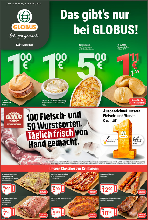 Kommendes Werbeprospekt von GLOBUS mit Angeboten vom 10.08.2026 bis 15.08.2026