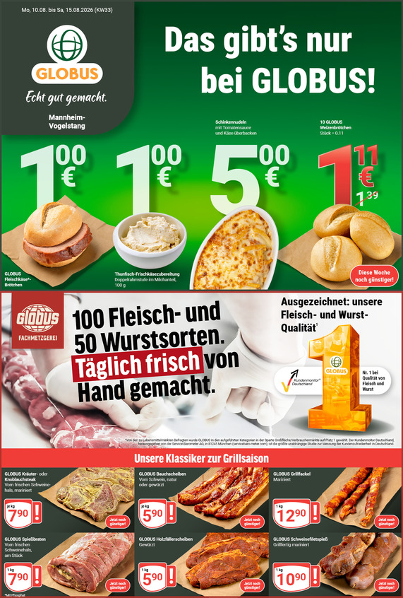Kommendes Werbeprospekt von GLOBUS mit Angeboten vom 10.08.2026 bis 15.08.2026