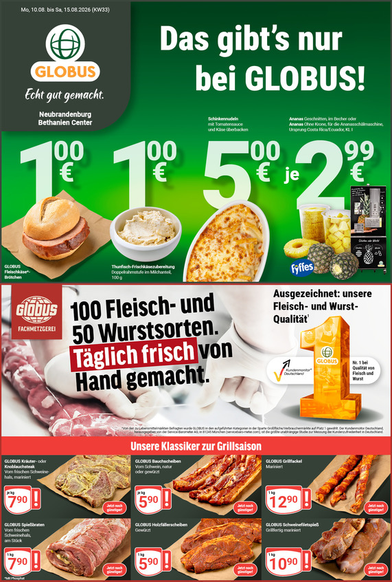 Aktuelles Werbeprospekt von GLOBUS mit Angeboten vom 10.08.2026 bis 15.08.2026