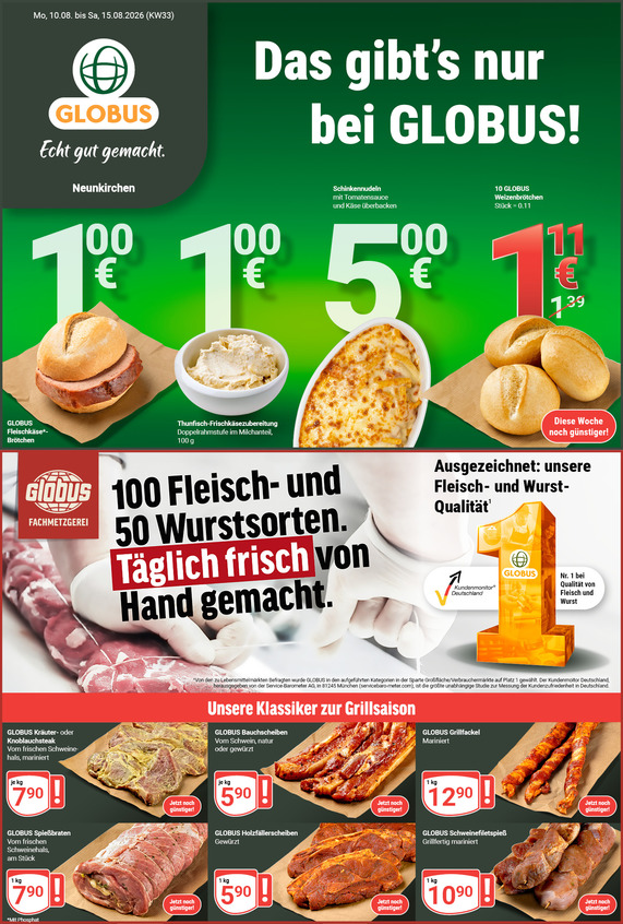 Aktuelles Werbeprospekt von GLOBUS mit Angeboten vom 10.08.2026 bis 15.08.2026