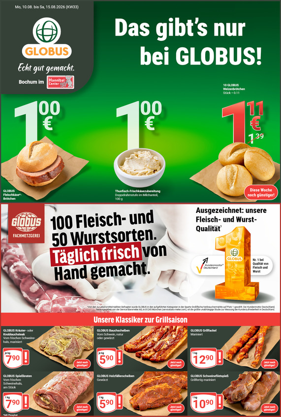 Kommendes Werbeprospekt von GLOBUS mit Angeboten vom 10.08.2026 bis 15.08.2026