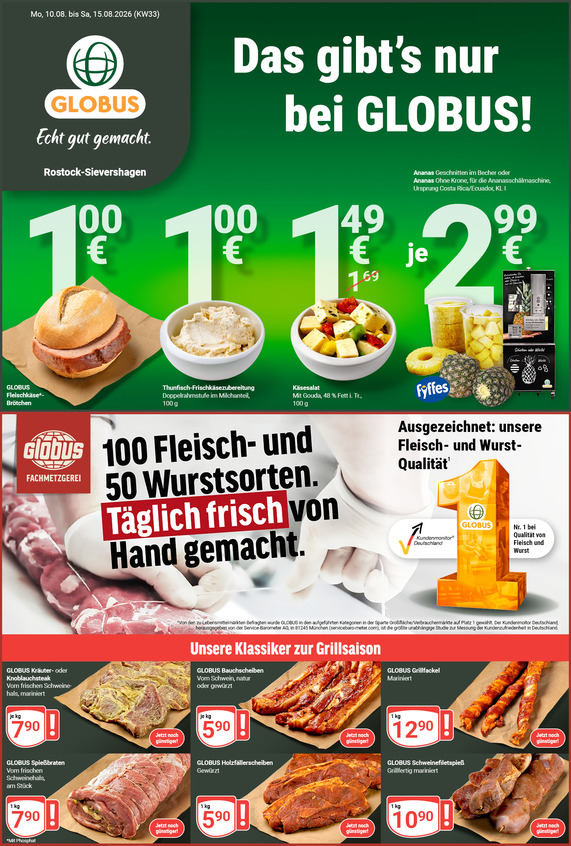 Kommendes Werbeprospekt von GLOBUS mit Angeboten vom 10.08.2026 bis 15.08.2026