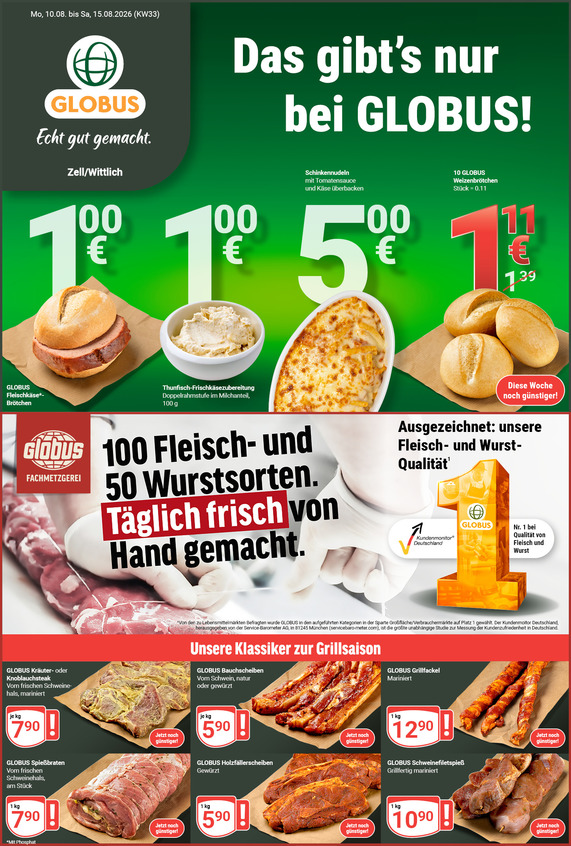 Kommendes Werbeprospekt von GLOBUS mit Angeboten vom 10.08.2026 bis 15.08.2026