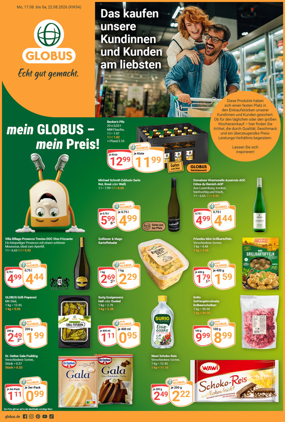Kommendes Werbeprospekt von GLOBUS mit Angeboten vom 17.08.2026 bis 22.08.2026