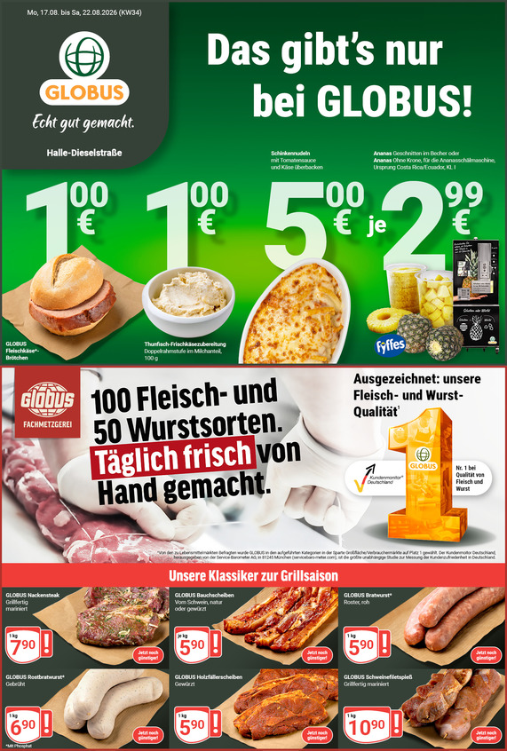Kommendes Werbeprospekt von GLOBUS mit Angeboten vom 17.08.2026 bis 22.08.2026