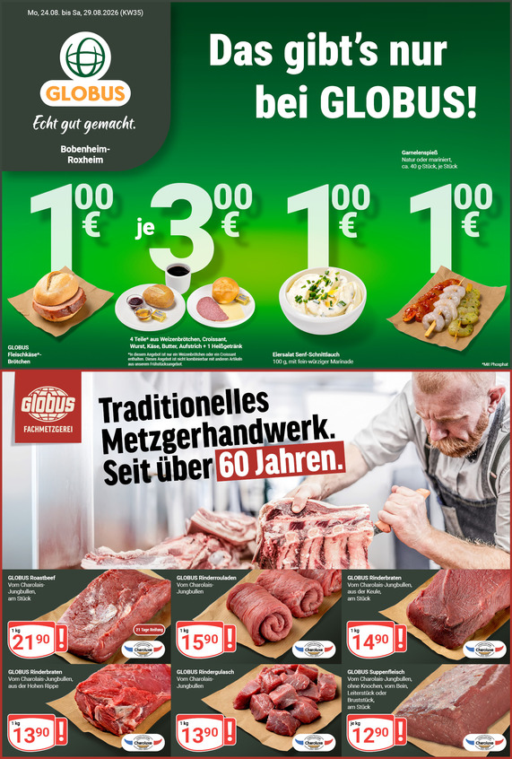 Aktuelles Werbeprospekt von GLOBUS mit Angeboten vom 24.08.2026 bis 29.08.2026