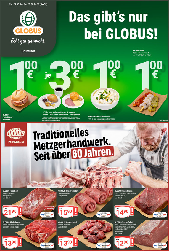 Kommendes Werbeprospekt von GLOBUS mit Angeboten vom 24.08.2026 bis 29.08.2026