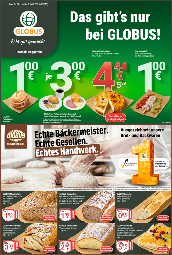 Kommendes Werbeprospekt von GLOBUS mit Angeboten vom 24.08.2026 bis 29.08.2026
