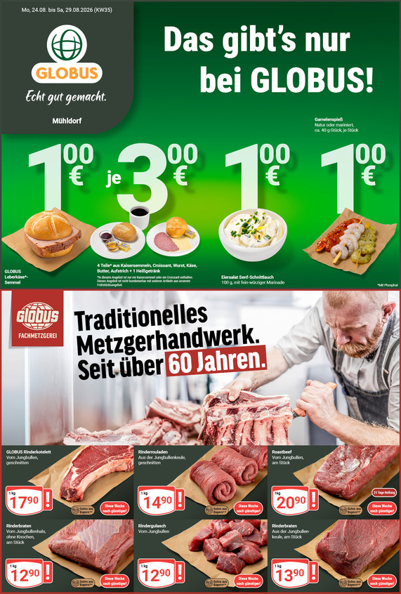 Kommendes Werbeprospekt von GLOBUS mit Angeboten vom 24.08.2026 bis 29.08.2026