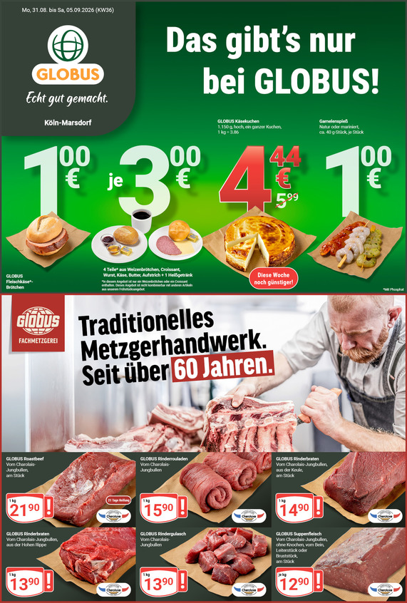 Kommendes Werbeprospekt von GLOBUS mit Angeboten vom 31.08.2026 bis 05.09.2026
