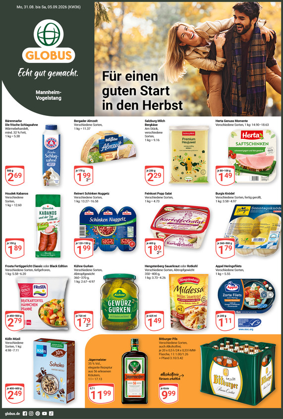 Kommendes Werbeprospekt von GLOBUS mit Angeboten vom 31.08.2026 bis 05.09.2026