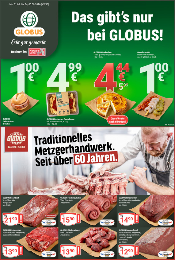 Kommendes Werbeprospekt von GLOBUS mit Angeboten vom 31.08.2026 bis 05.09.2026