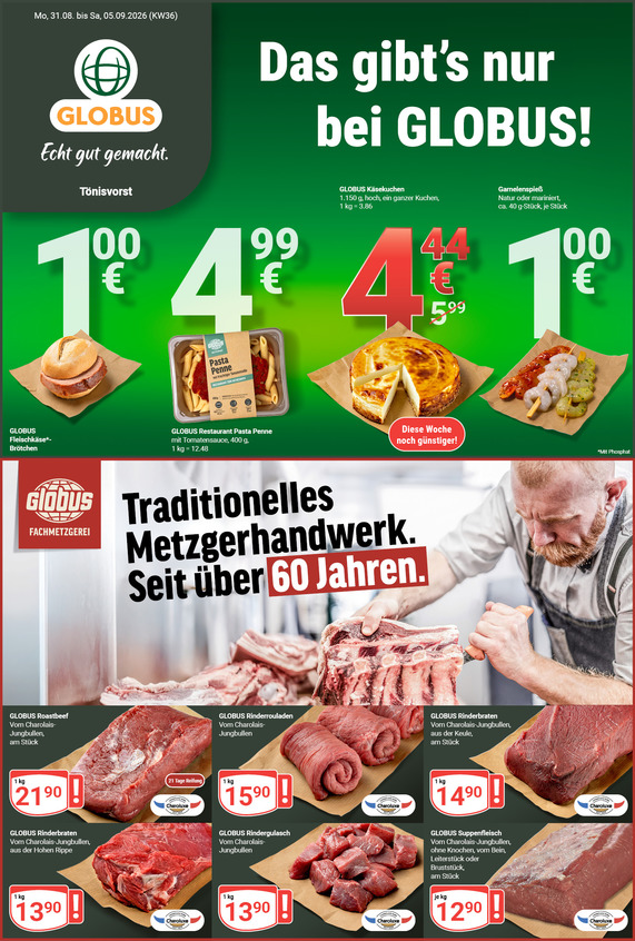 Kommendes Werbeprospekt von GLOBUS mit Angeboten vom 31.08.2026 bis 05.09.2026
