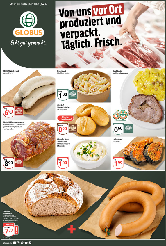 Aktuelles Werbeprospekt von GLOBUS mit Angeboten vom 31.08.2026 bis 05.09.2026
