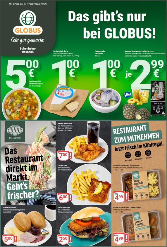 Kommendes Werbeprospekt von GLOBUS mit Angeboten vom 07.09.2026 bis 12.09.2026